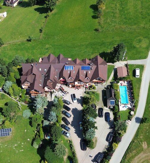 Pokoje u Zosi w Pyzówce - widok z lotu ptaka