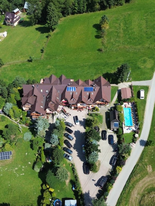 Pokoje u Zosi w Pyzówce - widok z lotu ptaka